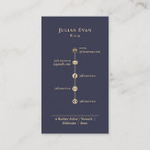 Elegante Navy Blue Gold Luxe Handschrift Monogram Visitekaartje (Achterkant)