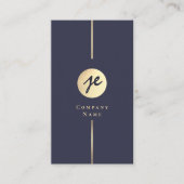 Elegante Navy Blue Gold Luxe Handschrift Monogram Visitekaartje (Voorkant)