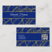 Elegante Navy Blue & Gold Luxe Makelaar Visitekaartje (Voorkant / Achterkant)