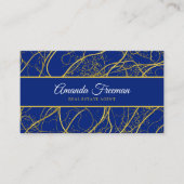 Elegante Navy Blue & Gold Luxe Makelaar Visitekaartje (Voorkant)