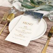 Elegante Navy Blue Gold Marble Wedding Menu