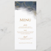 Elegante Navy Blue Gold Marble Wedding Menu (Voorkant)