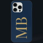 Elegante Navy Blue Gold Minimalist Initiaal Monogr iPhone 15 Pro Max Hoesje<br><div class="desc">Elegante Navy Glue Gold Minimalist Initiaal Monogram iPhone Case</div>