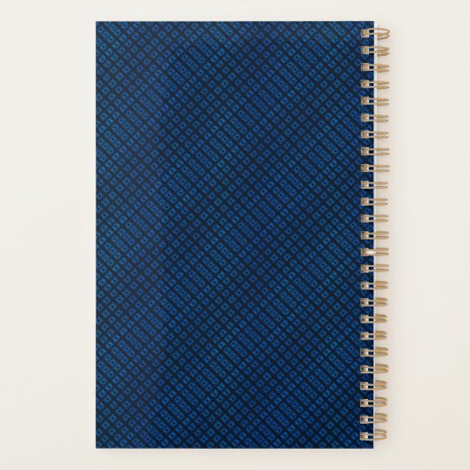 Elegante Navy Blue Gold Monogram Medewerker Planner (Achterkant)