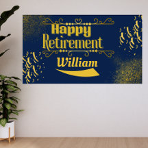 Elegante Navy Blue & Gold Pensioenbanner