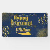 Elegante Navy Blue & Gold Pensioenbanner Spandoek (Horizontaal)