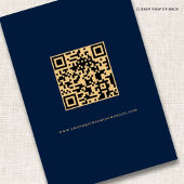 Elegante Navy Blue Gold QR Code Wedding Details Informatiekaartje