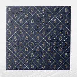 Elegante Navy Blue Gold Rozen Tegeltje