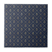 Elegante Navy Blue Gold Rozen Tegeltje (Voorkant)