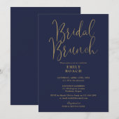 Elegante Navy Blue Gold Script Bruids Bunch Shower Kaart (Voorkant / Achterkant)