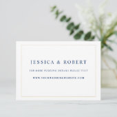 Elegante Navy Blue Gold Wedding Website Insert Kaa Informatiekaartje (Staand voorkant)