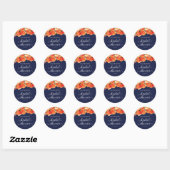 Elegante Navy Blue Gouden Klaproos Bruidsdouche Ronde Sticker (Vel)