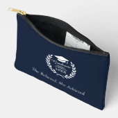 Elegante Navy Blue Laurel Krans Afstuderen Jaar Etui (Open)
