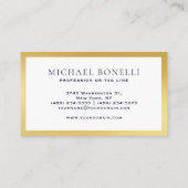 Elegante Navy Blue Leather Gold Label Professional (Achterkant)