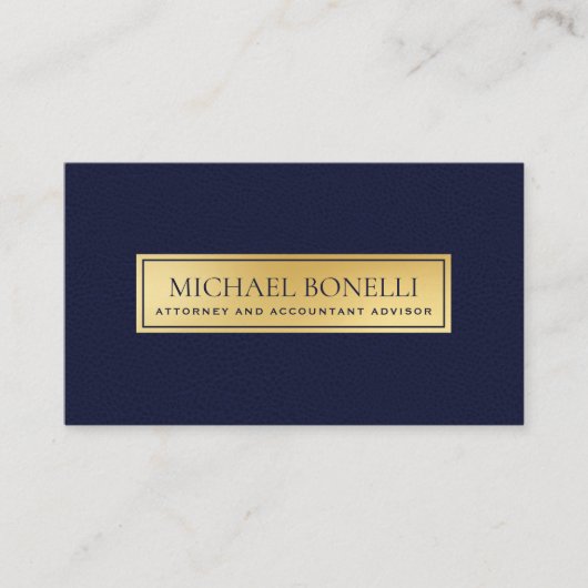 Elegante Navy Blue Leather Gold Label Professional (Voorkant)