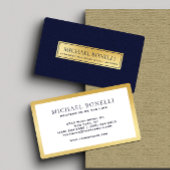 Elegante Navy Blue Leather Gold Label Professional