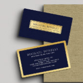 Elegante Navy Blue Leather Gold Label Professional