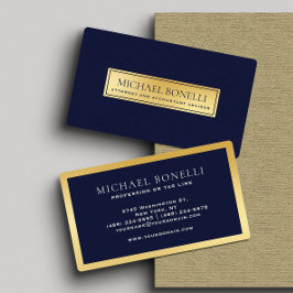 Elegante Navy Blue Leather Gold Label Professional