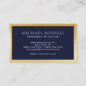 Elegante Navy Blue Leather Gold Label Professional (Achterkant)