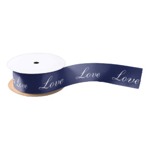 Elegante Navy Blue "Love" nautische bruiloft Satijnen Lint