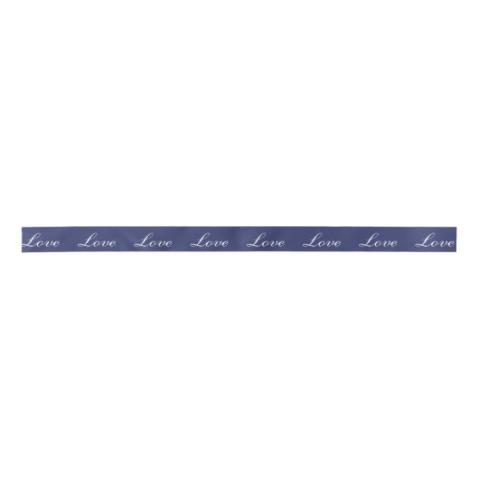 Elegante Navy Blue "Love" nautische bruiloft Satijnen Lint (Voorkant)