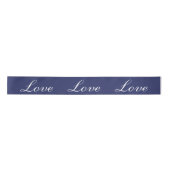Elegante Navy Blue "Love" nautische bruiloft Satijnen Lint (Voorkant)
