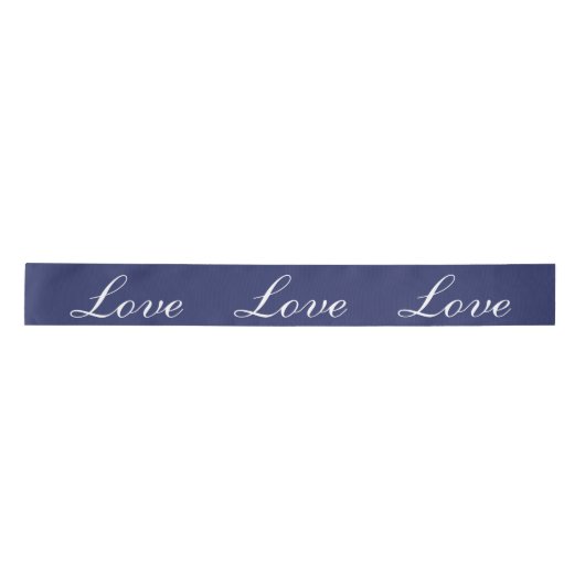 Elegante Navy Blue "Love" nautische bruiloft Satijnen Lint (Voorkant)