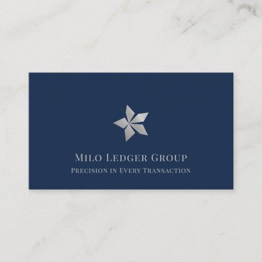 Elegante Navy Blue Luxury Logo Visitekaartje (Voorkant)
