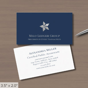 Elegante Navy Blue Luxury Logo Visitekaartje