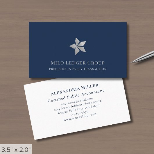 Elegante Navy Blue Luxury Logo Visitekaartje