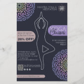 Elegante Navy Blue Mandala Yoga lessen Flyer (Voorkant)