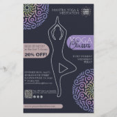 Elegante Navy Blue Mandala Yoga lessen Flyer (Achterkant)