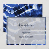 Elegante Navy Blue Marble Tie Dye bruiloft recepti Informatiekaartje (Voorkant / Achterkant)