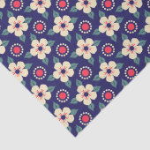 Elegante Navy Blue met Crème Bloemen Tissuepapier (Detail)