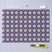Elegante Navy Blue met Crème Bloemen Tissuepapier (Craft)