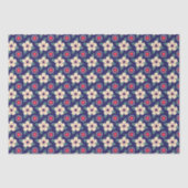 Elegante Navy Blue met Crème Bloemen Tissuepapier (Voorkant)