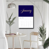 Elegante Navy Blue Minimalist| gouden scriptletter Kalender