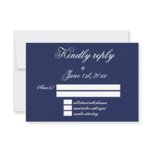 Elegante Navy Blue Minimalistische Trouw RSVP Kaar