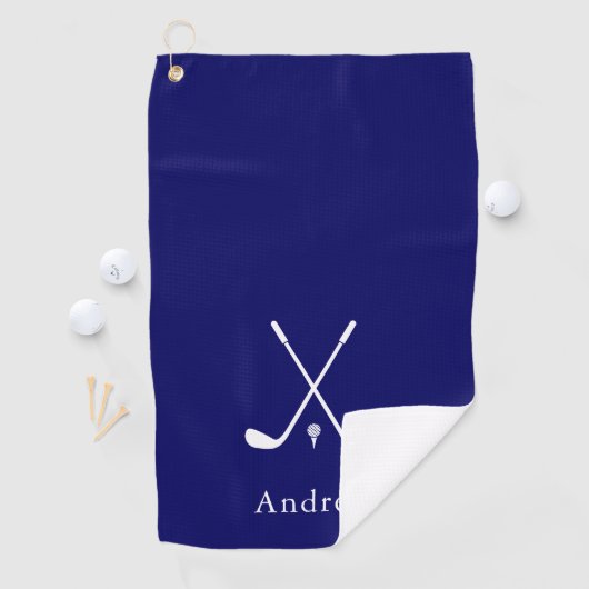 Elegante Navy Blue Modern Monogrammed Golfhanddoek (Insitu)