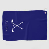 Elegante Navy Blue Modern Monogrammed Golfhanddoek (Horizontaal)