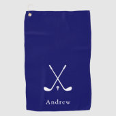 Elegante Navy Blue Modern Monogrammed Golfhanddoek (Voorkant)