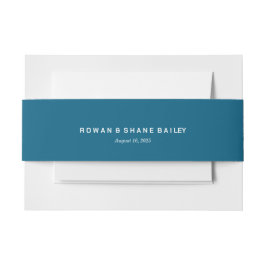 Elegante Navy Blue Monogram Bruids Buikband Uitnodigingen Wikkel