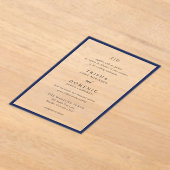 Elegante Navy Blue Monogram Moderne bruiloft Acryl Uitnodigingen (Laagn)