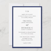 Elegante Navy Blue Monogram Moderne bruiloft Kaart (Voorkant)