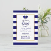 Elegante Navy Blue Nautical Wedding Vrijgezellenfe Kaart (Staand voorkant)