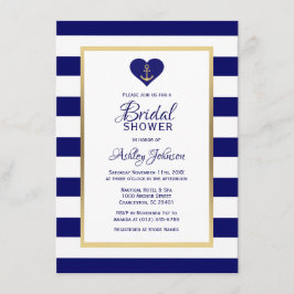 Elegante Navy Blue Nautical Wedding Vrijgezellenfe Kaart