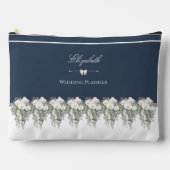 Elegante Navy Blue Orchidee Bruiloftsplanner Pouch Etui (Voorkant)
