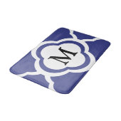 Elegante Navy Blue Pattern Monogram Badmat (Gekanteld)