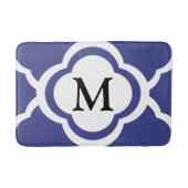 Elegante Navy Blue Pattern Monogram Badmat (Voorkant)
