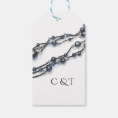 Elegante Navy Blue Pearl Waterverf Modern Wedding Cadeaulabel (Achterkant)